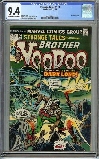 Strange Tales 172 Cgc 9.  4 Brother Voodoo Kane & Giacoia Cover Marvel Comics