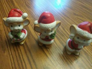 Vintage Homco Santa Mouse Ceramic Christmas Figurines Set Of 3 Mice