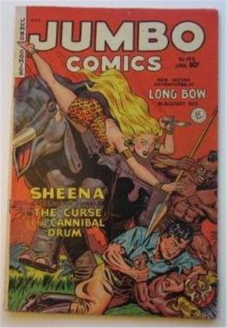 Jumbo Comics 143 Sheena Curse Of Cannibal Drum Long Bow Blackfoot Boy F/vf 7.  0
