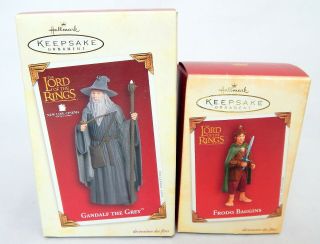 1s Pair Hallmark Keepsake Ornaments Lotr Gandalf Frodo Baggins Lord Of The Rings