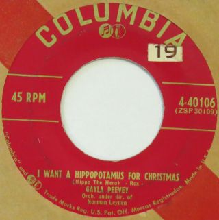 Gayla Peevey I Want A Hippopotamus For Christmas Columbia 45 Orig.  1953 7” Hear