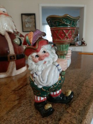 Fitz And Floyd Classics Christmas Court Santa Candle Holder