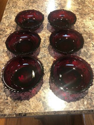 6 Avon Cape Cod Ruby Red Berry / Dessert Bowls
