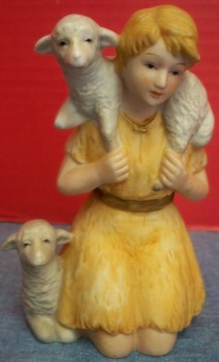 Vintage Homco Home Interiors Porcelain Nativity Replacement Shepherd Boy & Lambs