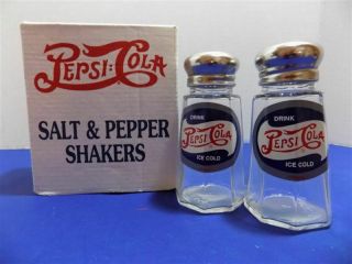 Vintage Style Glass Pepsi Cola Salt & Pepper Shakers Collector