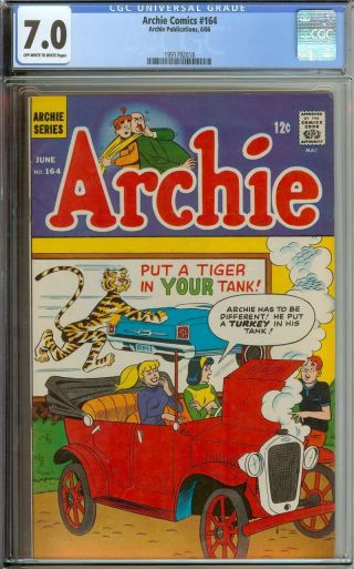 Archie Comics 164 Cgc 7.  0 Ow/wh Pages