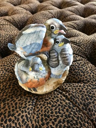 Vintage Andrea by Sadek BABY BLUEBIRDS Porcelain Bird Figurine HG11 2