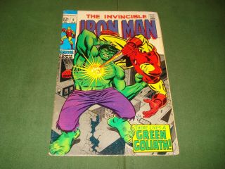 The Invincible Iron Man 9,  Ironman V.  The Hulk,  Book,  Great Cover.  1969