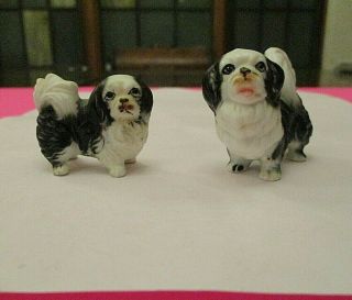 2 Vintage Bone China Dog Figurines " Japanese Chin "