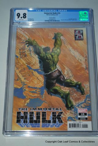 Immortal Hulk 15 Marvel Comic Book 2019 Cgc 9.  8 Nm/mt Alex Ross Variant Cover