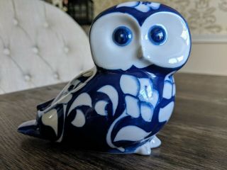 Cardinal Fine Porcelain Blue And White Cute Owl Art Figure From The Philippines