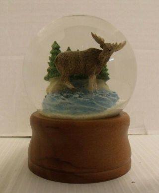 Vintage Ll Bean Snow Globe Moose & Pine Trees Midwest 5.  5 " X 3.  5 " Wood Base Vgc