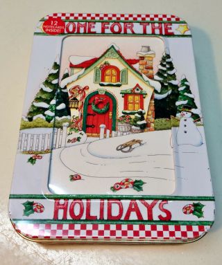Mary Engelbreit Home For The Holidays Tin 12 Christmas Cards Envelopes Complete