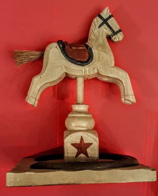 Carousel Horse Primitive Home Decor Wooden Figurine Hand Painted Folk Art Statue
