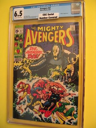 Marvel Comics The Avengers 67 Cgc Grade 6.  5 Off - White To White Pages Ultron - 6