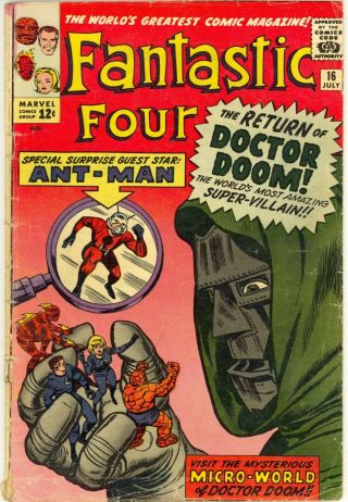Fantastic Four 16 1963 1st Ant - Man Crossover Doctor Doom Lower Grade 2.  5 To 3.  0