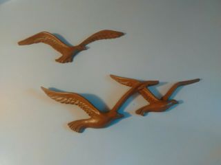 Set Of 2 - Vintage Homco Flying Seagulls Birds Wall Hanging Decor Plaques 7619