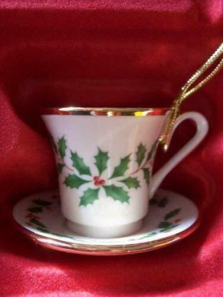 Lenox Holiday Cup And Saucer Christmas Ornament