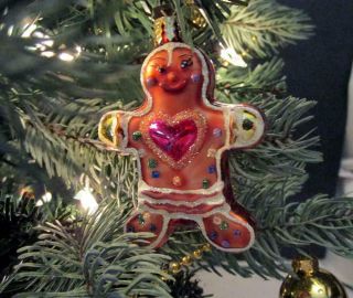 3 " Gingerbread Man Christopher Radko Christmas Bulb Glass Ornament 2007 W/tag