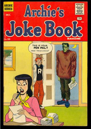 Archie’s Joke Book 59 Frankenstein Horror Cover Silver Age Comic 1959 Vg,