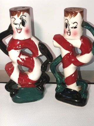 Artmark Japan Vintage Anthropomorphic Candy Cane S&p Salt & Pepper Shakers