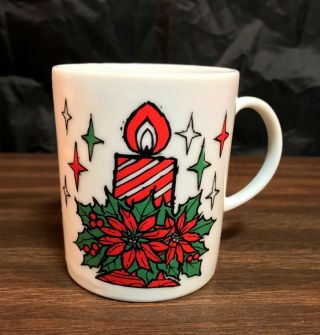 Vintage Holly Pointsetta Candle 1950 