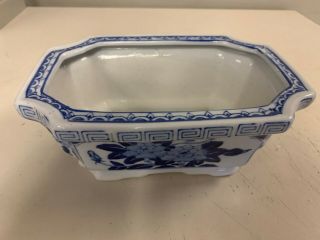 Vintage 9 " X4 " Blue And White Porcelain Vase/ Flower Pot