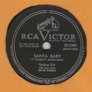 78 Rpm Eartha Kitt Rca Victor 20 - 5502 Santa Baby In E - /v,  E -