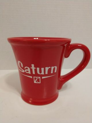 Saturn Logo Car Ceramic Coffee Mug Cup Red Rare Vintage