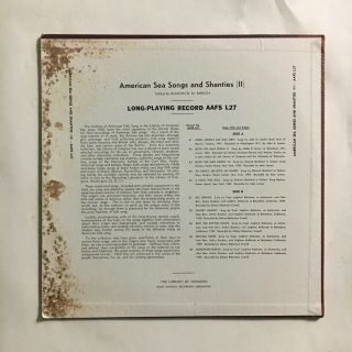 AMERICAN SEA SONGS & SHANTIES FOLK MUSIC OF US LIBRARY OF CONGRESS LP 2