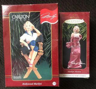 2 Marilyn Monroe Christmas Ornaments " Hollywood " 1999 - 79\hallmark 1997 Marilyn