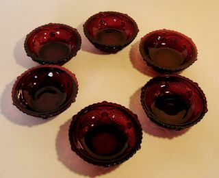 Avon 1876 Cape Cod Ruby Red Berry Dessert Bowls (set Of 6) 1974 - 93