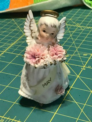 Vintage Lefton May Angel Birthday Girl 3332 Porcelain Figurine And Bonus