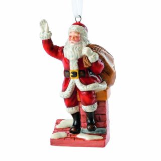 Royal Doulton Traditional Christmas Santa On A Chimney Ornament 3.  1 " Bad Box