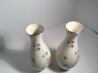 Vintage Bavarian Germany Porcelain Vases,  Set of 2,  Flowers,  9 1/2” Tall 2