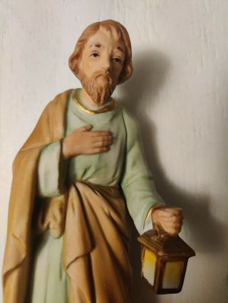 Vintage Homco / Home Interiors Porcelain Nativity Joseph With Lamp 5603