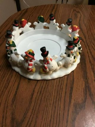 Partylite Candle Ring Frolicking Frosties Christmas Snowman Candle Holder