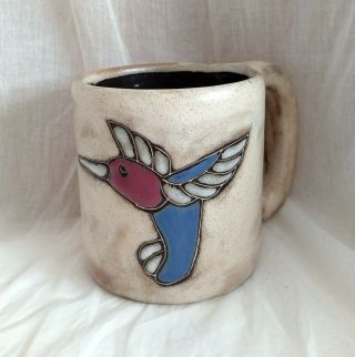 Mara Art Pottery Stoneware Handmade In Mexico Dragonfly & Hummingbird Coffee Mug