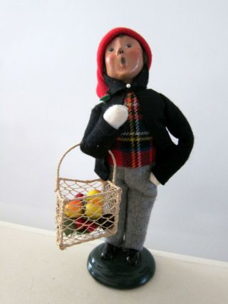 Byers Choice Carolers Boy Holding A Basket With Apples Figurine 2002