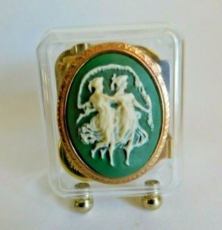 Dancers In Relief On Jade Cameo Small Music Box " Bicycle Built For Two " 3 " Beauti