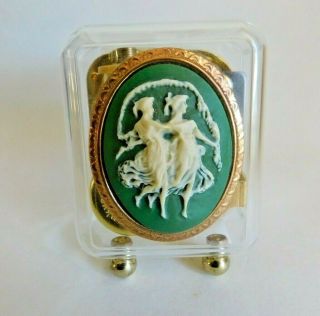 Dancers in Relief on Jade Cameo Small Music Box 