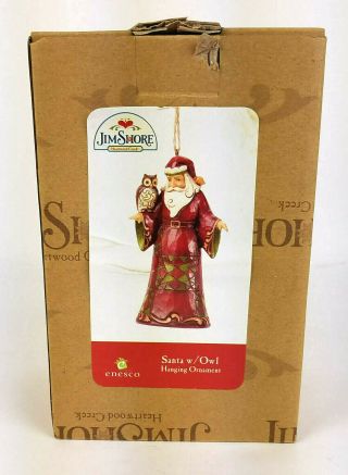 Jim Shore Santa Holding Owl Christmas Hanging Folk Ornament 4.  75 in 4036339 3