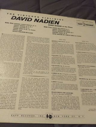 DAVID NADIEN Plays by the Virtuoso Violinists - Kapp KCL - 9060 MONO. 2