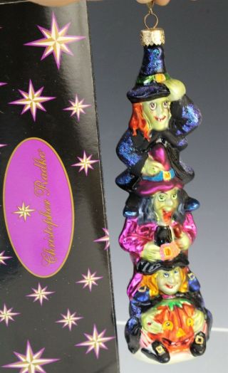 Triple Trouble Witches Christopher Radko Art Glass Halloween Christmas Ornament