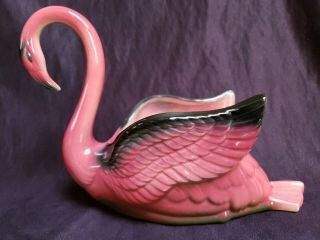 Mcm Pink Swan Flamingo Ceramic Planter Pottery Made In Usa Euc