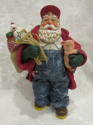 Midwest Of Cannon Falls Clothtique Farmer Santa W Sack Of Toys & Pig Feed Hat