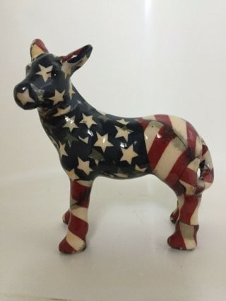 Democrat Donkey Figurine 8 " X8 " Statue Red White Blue 4th Of July Usa Americana