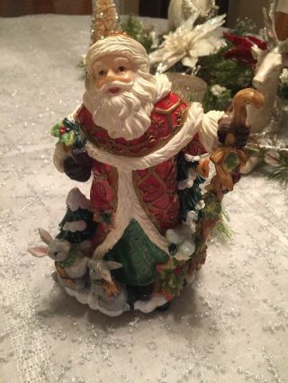 Fitz & Floyd Holiday Music Box Figurine Santa Claus - White Christmas - 8 "