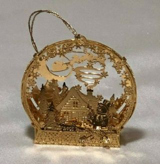 Danbury 23k Gold Plated Ornament.  2014 Christmas Eve Snow Globe.