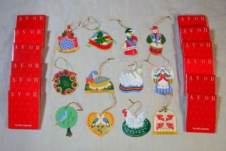 Complete Set Of 12 Avon The Twelve Days Of Christmas Ornaments